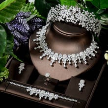 HIBRIDE 5pcs Big Wedding Dress Accessories Jewelry Sets Necklace Earring Dubai African CZ Jewelry Sets For Dinner Party N-1611 2024 - buy cheap