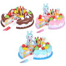 Children's Simulation Birthday Cake Toy Girl Birthday Cake Blowing Candle Toys Simulation Fruit Bunny Cake House Set 2024 - buy cheap