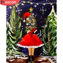 HUACAN Diamond Mosaic Christmas DIY Diamond Embroidery Cross Stitch Girl Rhinestone Painting Full Square Tree Home Decor 2024 - buy cheap