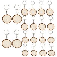 20PCS Key Rings with Labels Keychains Round Wooden Rings Blank Key Chain for DIY Craft Hang Tags 2024 - buy cheap