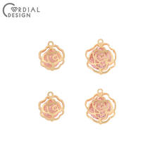 Design cordial 50 pçs acessórios de jóias/rosa cz encantos/forma de flor/pingente de cristal para brincos/feito à mão/diy brincos fazendo 2024 - compre barato