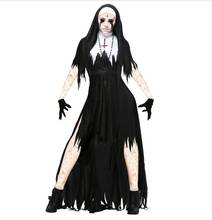 Disfraz de monja horrible para mujer, disfraz de Halloween, disfraz de bruja de vampiro y Zombie, vestido de lujo para Halloween 2024 - compra barato
