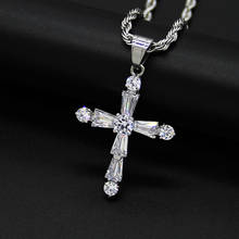 Hip Hop CZ Stone Paved Bling Iced Out Stainless Steel Cross Pendants Necklaces for Men Rapper Jewelry Drop Shipping 2024 - buy cheap