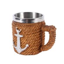 Caneca de cerveja 3d com âncora náutica, aço inoxidável, resina, jogo, tankard, café, copo de vidro, vinho, caneca, 350ml, melhor presente 2024 - compre barato