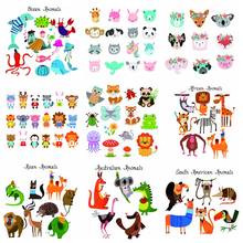 Many Animal Sticker Heat Transfers For Clothing Small Animal Iron On Transfer Patches For Kids Tshirt Diy Thermo Stickers Stripe 2024 - buy cheap