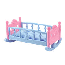 Doll Rocking Cradle Crib Cot Bed Toy Girls Toy With Blanket Pillows Set 2024 - buy cheap