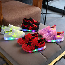 LED Lighted Soft Fashion Children Casual Shoes Slip on Big Stars Kids Sneakers Lovely Cute Comfortable Girls Boys Toddlers 2024 - buy cheap