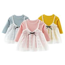 Vestido lindo para bebês meninas primavera outono vestidos lindos manga comprida de algodão vestidos princesas infantis para bebês de 0-4 anos roupas fofas 2024 - compre barato