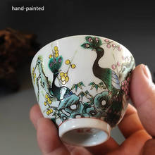 Conjunto de chá kung fu suporte grande copo de pavão pintado à mão da república da china 2024 - compre barato
