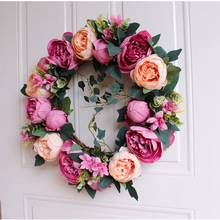 Christmas Artificial Flower Wreath Peony Rose Wreath Scallion Ball  Spring Round Wreath For Front Door Wedding Home Decoration 2024 - buy cheap