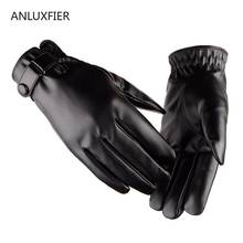 H9903 Women Leather Gloves Men Winter Touch Screen Windproof Warm Black Mittens Thermal Thick Driving Fashion Simple Hand Muff 2024 - buy cheap