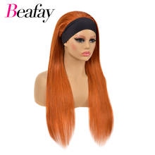 Beafay #350 Brazilian Straight Headband Wigs Human Hair Ginger Human Hair Scarf Wigs No Gel No Glue Top Hair Wig with Headband 2024 - buy cheap