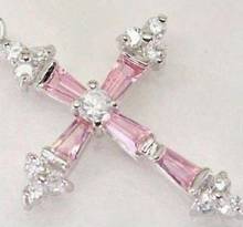 Бесплатная доставка Розовый Кристалл крест кулон tf odr yf ожерелья 2024 - купить недорого