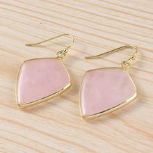 FYSL Light Yellow Gold Color Geometric Shape Rose Pink Quartz Drop Earrings for Women Labradorite Stone Jewelry 2024 - buy cheap
