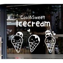 Sweet Ice Cream Store Window Sticker Door Wall Drink Food Shop Sticker Advertising Poster Wall Sticker Store Sticker 2024 - buy cheap