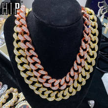 Conjunto de colares masculinos de pedras de strass, 1 peça de corrente cubana, joia de rapper, brilhante, 20mm 2024 - compre barato