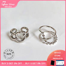 Anéis de prata esterlina 925 para mulheres, anel criativo simples vazado círculo geométrico chian irregular jóias de festa presentes 2024 - compre barato