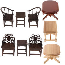 Mesa de bonecas em madeira escala 1:6 °, mesa de café e móveis para sala de estar 2024 - compre barato