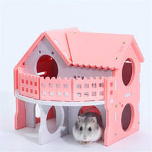 Casa de hamster de madeira luxuosa, castelo que escorrega com 10 tipos de pequeno animais, chinchila da cobaia, porco de estimação 2024 - compre barato