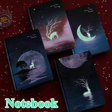 Luminária estrelada noturna livro de mão, simples página de cores de vento pintado à mão notebook menina notebook 2024 - compre barato