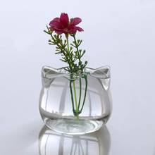 Florero de vidrio con forma de gato para decoración del hogar, florero de plantas hidropónicas, terrario, contenedor, maceta, regalo artístico 2024 - compra barato
