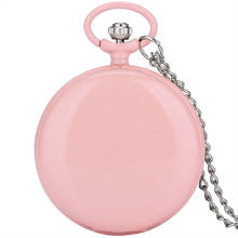 Lovely Pink Quartz Pocket Watch Flip Smooth Cover White Digital Dial Alloy Comfortable Necklace Gift For Mother Daughter Wife 2024 - buy cheap