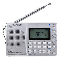 Rádio portátil k607 am/fm/sw/tf, rádio de bolso, mp3, gravador digital, suporte tf, cartão, gravação usb, tempo de sono 2024 - compre barato