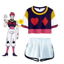 Disfraz de Hunter x Hunter Hisoka Kurapika para mujer, Camiseta corta que muestra el vientre, ropa Sexy para el ombligo, camisetas de verano 2024 - compra barato