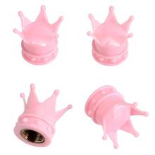 Universal 4Pcs Pink Crown Air Caps Valve Dust Covers For Truck Tire BikeBicycle Wheel Stem  Air Valve Cap Car Styling Accessorie 2024 - buy cheap