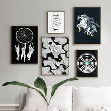 Скандинавское пространство настенная живопись холст абстрактная астронавт лошадь Современный плакат печать Настенная картина для гостиной столовой Декор 2024 - купить недорого