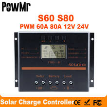 80A 60A Solar Panel Charge Controller 12V 24V Auto LCD USB Solar Battery Charger High Efficiency Solar 60 Solar80 PWM Regulator 2024 - buy cheap