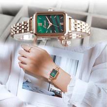 Grande Women Small Square Watch Fashion Business Peacock Green Lady Watch Simple Watch Steel Band Watch Casual Quartz Watch 2024 - buy cheap