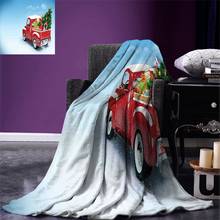 Christmas Throw Blanket Red Classical Pickup Truck with Tree Gifts and Ornaments Snowy Winter Day Image Blanket for Bed Couch 2024 - buy cheap