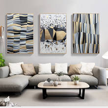 Arte de parede para sala de estar, bloco de cores preto e branco, tela e impressões, pintura a óleo em tela, quadros 2024 - compre barato