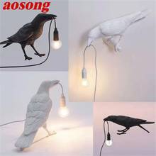 AOSONG-Lámparas LED de Mesa para el hogar, luz de decoración nórdica, creativa y moderna, de resina, pájaro de la suerte 2024 - compra barato