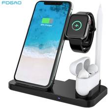 4 in 1 Wireless Charger Dock Station Qi 10W Fast Charging Stand Pad for iPhone 12 11 X XS XR 8 Plus Apple Watch 6 5 Airpods Pro 2024 - buy cheap