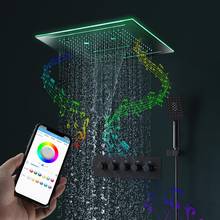 16 Inches Hotel High Quality Colorful LED Music Shower Head Faucet Set SPA Massage Shower Mixer 2024 - buy cheap