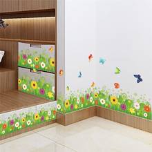 Pegatinas de pared con flores y mariposas para sala de estar, decoración de dormitorio, arte Mural de base, bricolaje 2024 - compra barato