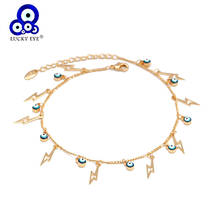 Lucky Eye Blue Turkish Evil Eye Charm Tassel Anklet Gold Silver Color Foot Chain Ankle Bracelet Adjustable for Women Girls BE121 2024 - buy cheap