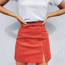 Woman corduroy skirt summer sexy mini Vintage harajuku skirts mini  slit slim high waist straight skirt ladies korean style 2020 2024 - buy cheap