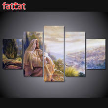 FATCAT 5 Panel Abstract religion jesus Diy Diamond Painting Full Square Round Mosaic Embroidery Sale Home Decoration AE2583 2024 - buy cheap