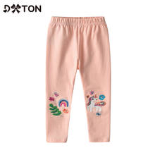 DXTON-Leggings de algodón para niñas, traje de unicornio, pantalones de tubo con apliques de flores, de 3 a 8 años, Invierno 2024 - compra barato