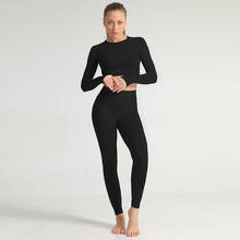 2 Pcs Suit Women Yoga Sets Long Sleeve Shirts with Thumb Hole High Waist Seamless Leggings Push Up Pants Gym Fitness Sportswear 2024 - buy cheap