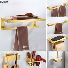 European style simple bathroom hardware set brushed golden bathroom shelf towel rack space aluminum pendant set DyuIhr 2024 - buy cheap