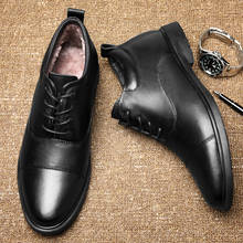 Men dress shoes winter plush genuine leather formal shoes men big size 37-47 oxford shoes for men fashion office shoes men 2024 - buy cheap