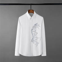 Мужские рубашки Minglu Pyramid Diamond, роскошные одноцветные вечерние рубашки с длинным рукавом, модные облегающие королевские Мужские Рубашки 4xl 2024 - купить недорого