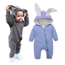 Cute Bunny Rabbit Ear Hooded Baby Romper Boy Spring Autumn Infant Toddler Newborn Girl Cartoon Long Sleeve Jumpsuit Kids Outfits 2024 - buy cheap