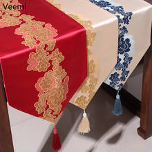 Classical Chinese Style Auspicious Clouds Table Runner Embroidery Red Table Flag Home Banquet Decor Table Cover with Tassels 2024 - buy cheap