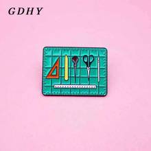 GDHY  Green Ruler Tool ruler Brooches knife scissors Trigonometric ruler Enamel Pins Badges Backpack for Jewelry Bijoux 2024 - buy cheap