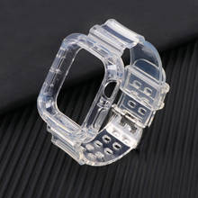 Чехол и ремешок для Apple Watch Band 42 мм 38 мм, мягкий силиконовый прозрачный браслет для iWatch series 5 4 3 6 se 44 мм 40 мм, аксессуары для часов 2024 - купить недорого